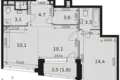 Apartamento 2 habitaciones 51 m² Moscú, Rusia