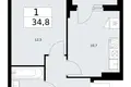 Apartamento 1 habitación 35 m² Troitsk, Rusia