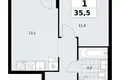 Appartement 1 chambre 36 m² Kommunarka, Russie