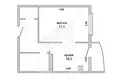 1 room apartment 42 m² Muchaviecki sielski Saviet, Belarus