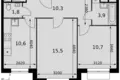 Квартира 2 комнаты 53 м² Развилка, Россия