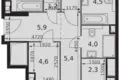 3 room apartment 99 m² Moscow, Russia