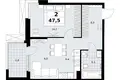 2 room apartment 48 m² Kommunarka, Russia