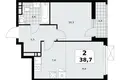 2 room apartment 39 m² Moscow, Russia