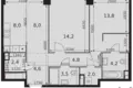 2 room apartment 66 m² Moscow, Russia