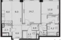 2 room apartment 65 m² Moscow, Russia