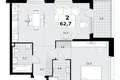 2 room apartment 63 m² Kommunarka, Russia