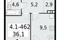 Квартира 1 комната 36 м² Юго-Западный административный округ, Россия
