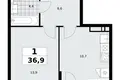 1 room apartment 37 m² Moscow, Russia