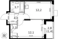 Квартира 1 комната 36 м² Сапроново, Россия