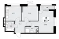 2 room apartment 55 m² poselenie Sosenskoe, Russia