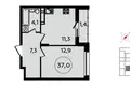 1 room apartment 37 m² Moscow, Russia