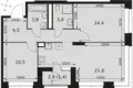 3 room apartment 65 m² Moscow, Russia