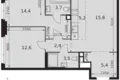 3 room apartment 63 m² Moscow, Russia