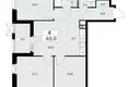 4 room apartment 65 m² Moscow, Russia