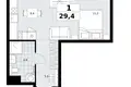 1 room apartment 29 m² Kommunarka, Russia