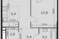 2 room apartment 47 m² Moscow, Russia