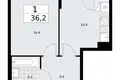 1 room apartment 36 m² Troitsk, Russia