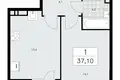 Квартира 1 комната 37 м² Москва, Россия