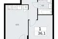 Квартира 1 комната 36 м² район Троицк, Россия