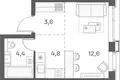 Studio apartment 1 bedroom 25 m² Moscow, Russia