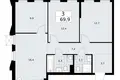 Mieszkanie 3 pokoi 70 m² Troick, Rosja