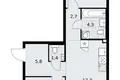 Apartamento 2 habitaciones 58 m² Troitsk, Rusia