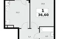 Mieszkanie 1 pokój 37 m² Postnikovo, Rosja