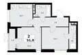 2 room apartment 51 m² poselenie Sosenskoe, Russia