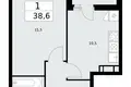 1 room apartment 39 m² Moscow, Russia