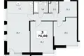 3 room apartment 76 m² Postnikovo, Russia