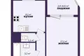 1 room apartment 41 m² Minsk, Belarus