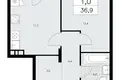 Mieszkanie 1 pokój 37 m² poselenie Sosenskoe, Rosja