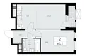 2 room apartment 40 m² Moscow, Russia