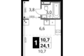 Студия 1 комната 24 м² Potapovo, Россия