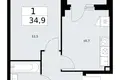 Квартира 1 комната 35 м² район Троицк, Россия