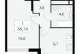 Квартира 1 комната 36 м² Юго-Западный административный округ, Россия