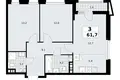 Apartamento 3 habitaciones 62 m² poselenie Sosenskoe, Rusia