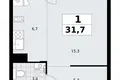 Mieszkanie 1 pokój 32 m² Troick, Rosja