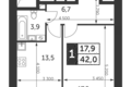 Wohnung 1 zimmer 42 m² Konkovo District, Russland