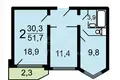 Квартира 2 комнаты 51 м² Rumyancevo, Россия