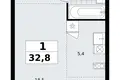 Wohnung 1 zimmer 33 m² Kommunarka, Russland