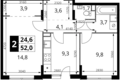 Квартира 2 комнаты 52 м² Химки, Россия