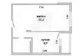 1 room apartment 39 m² Muchaviecki sielski Saviet, Belarus