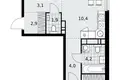 3 room apartment 59 m² Moscow, Russia