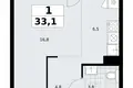 Mieszkanie 1 pokój 33 m² Troick, Rosja