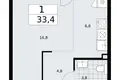 1 room apartment 33 m² Troitsk, Russia