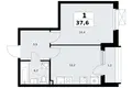 1 room apartment 38 m² Kommunarka, Russia
