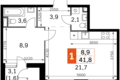 Mieszkanie 1 pokój 42 m² Moskwa, Rosja