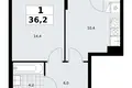 1 room apartment 36 m² Troitsk, Russia